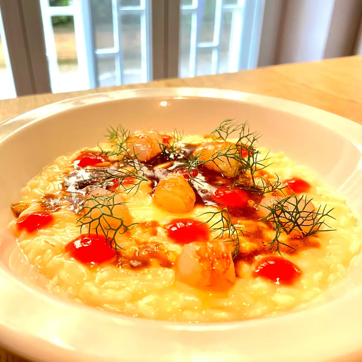 creation thumb for Risotto di Gamberi Rossi, Gel di Agrumi e Zenzero & Foglie di Finocchio