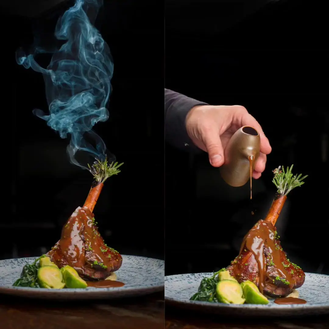 creation thumb for Stinco di Agnello con Hummus, verdure verdi di stagione e Sugo Mantzourana