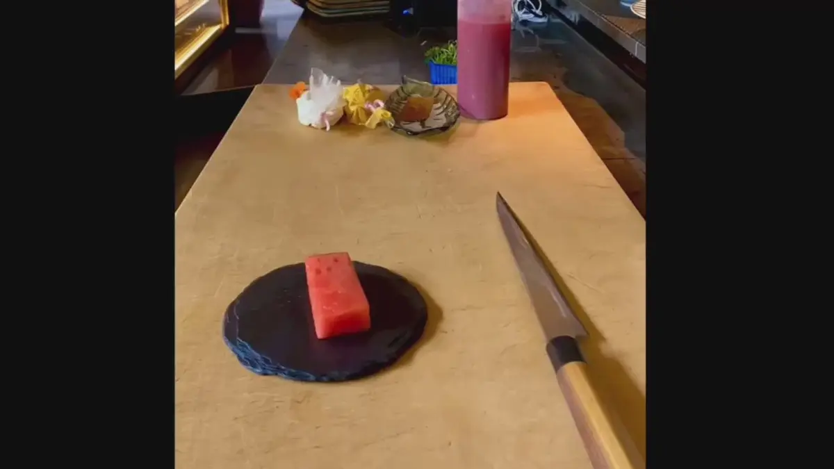 creation thumb for Watermelon Tartare with Strawberry Milk