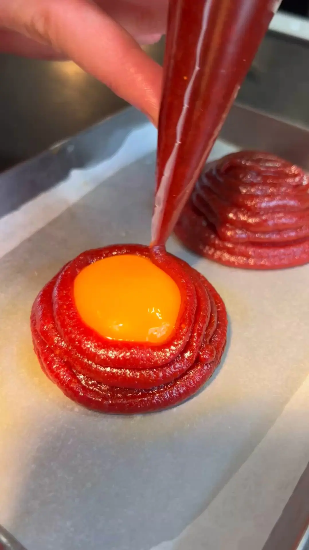 creation thumb for Egg yolk confit in gochujang sauce