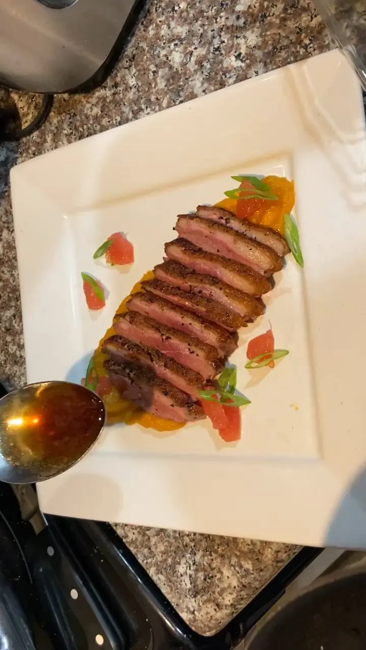creation thumb for Pan Seared Duck Breast with Orange Liquer Gastrique