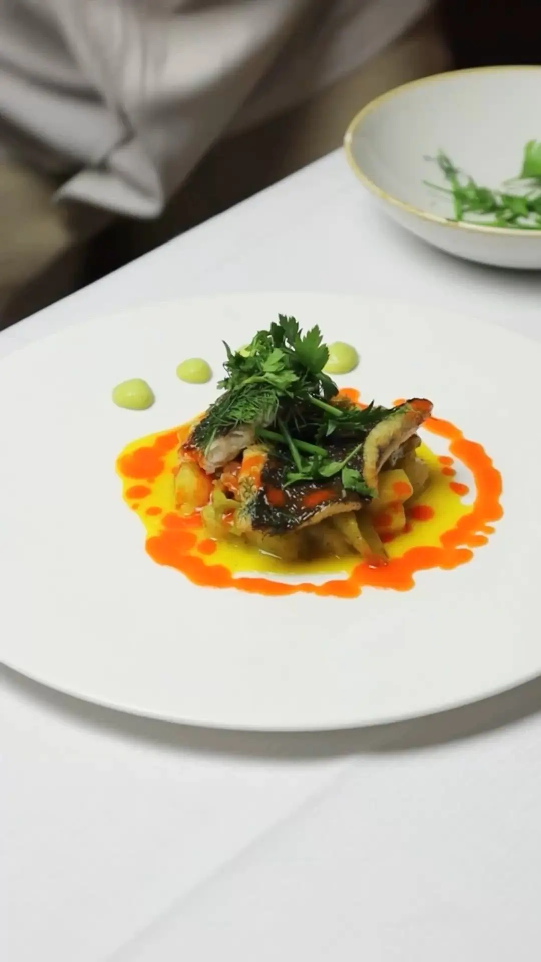 creation thumb for Herb-Crusted Turbot with Herbed Potatoes, Fried Friggitelli