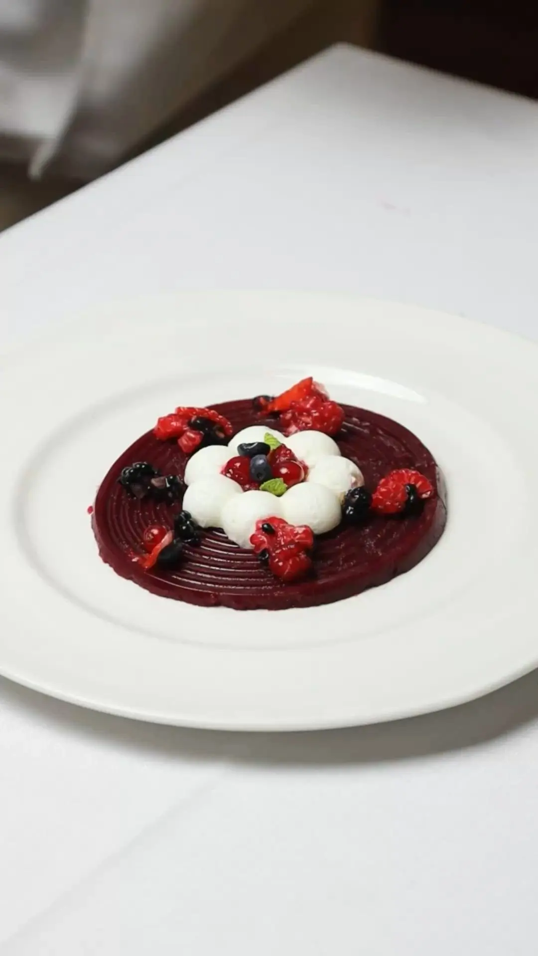 creation thumb for Vanilla Yogurt Foam with Berry Jelly and Fresh Berry Salad