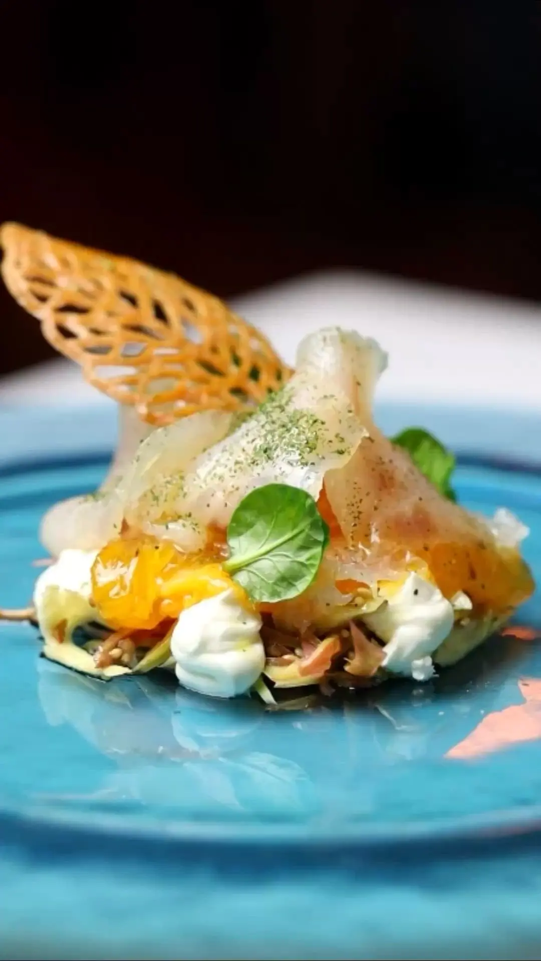 creation thumb for Herb-Marinated Sea Bass with Persimmons and Artichokes
