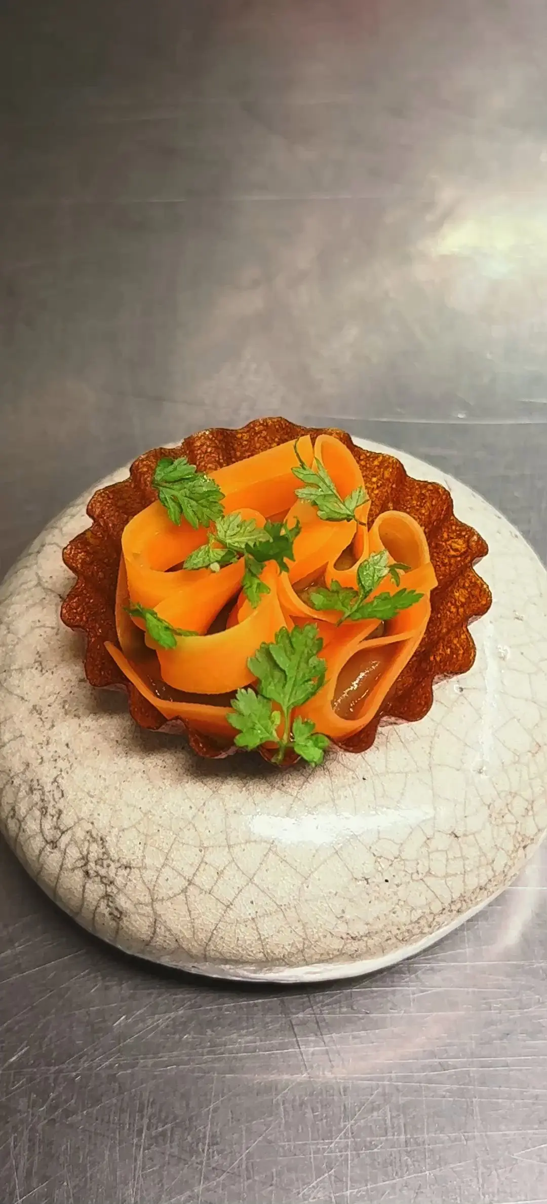 creation thumb for Carrot Tartlet - Plating & Fermented Carrot Recipe
