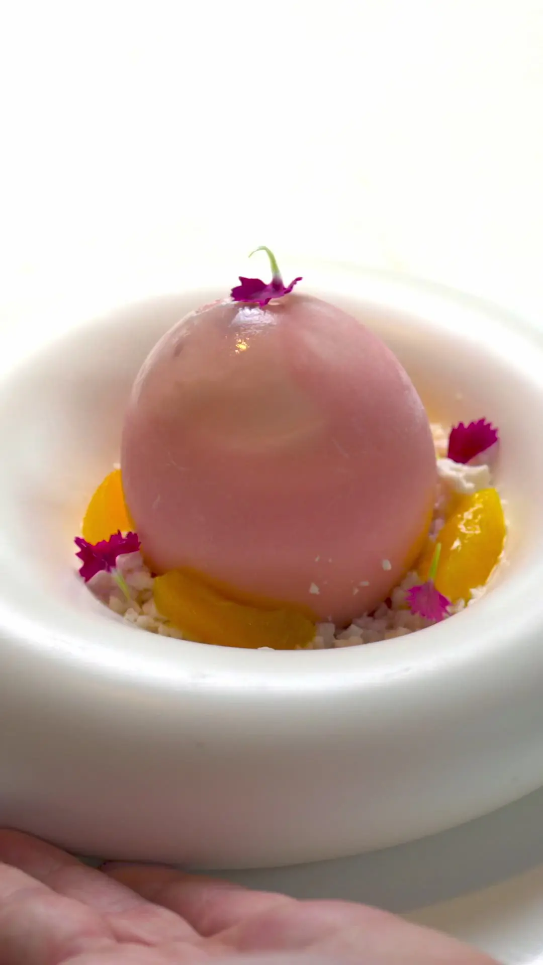 creation thumb for Peach Sphere, Siphon Mousse & Prosecco Granité 🍑