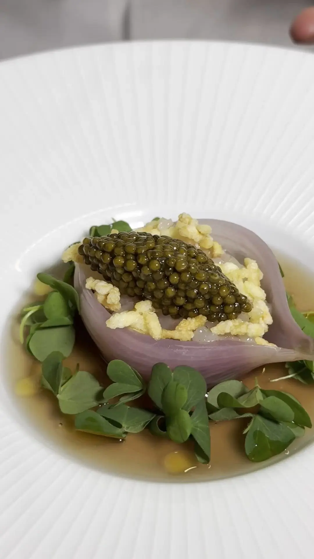 creation thumb for Onion, Scampi, Oscietra Caviar & Puffed Risotto Rice