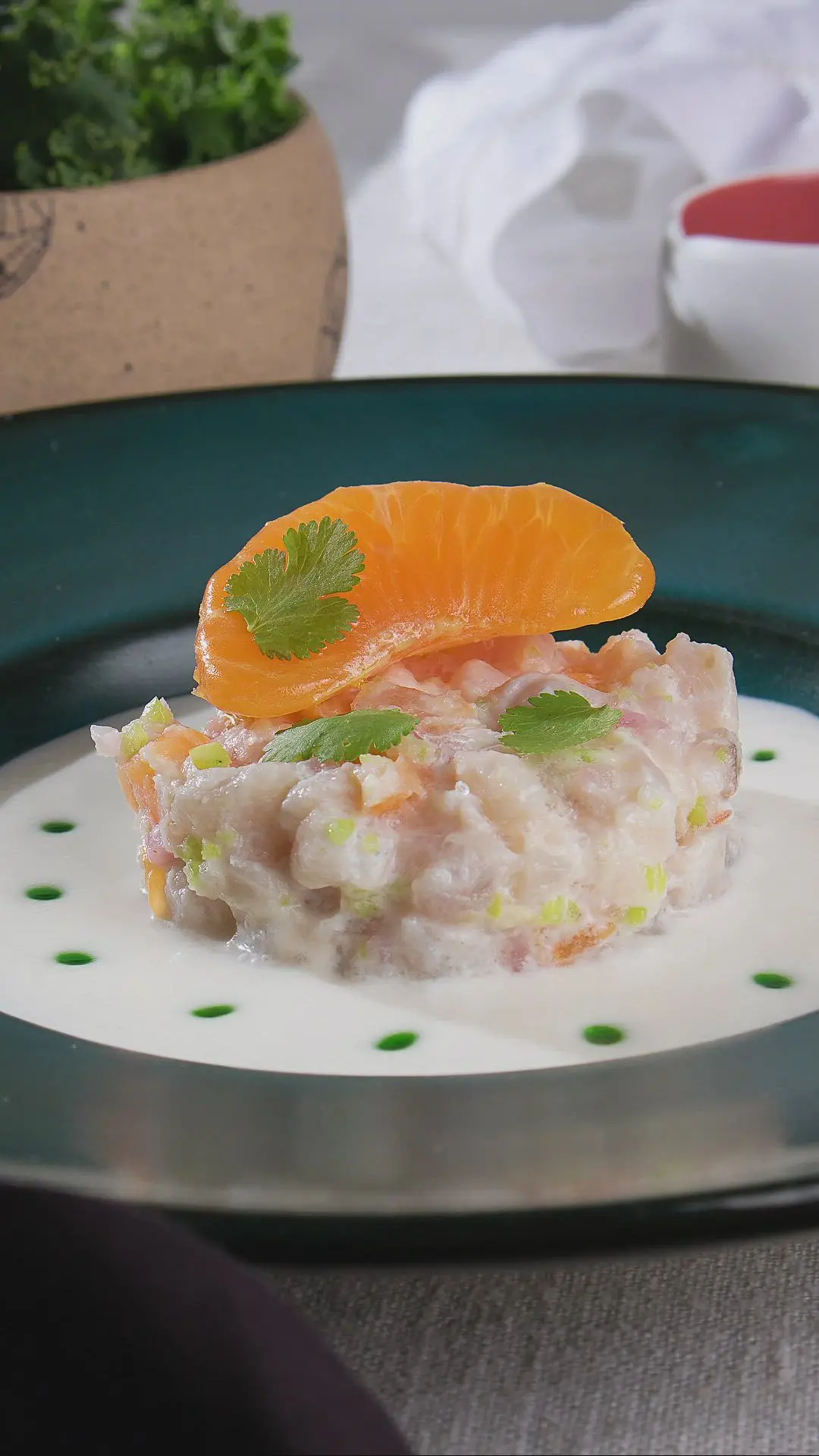 creation thumb for Wolfsbarsch und Mandarinen-Crudo mit Kokosmilch