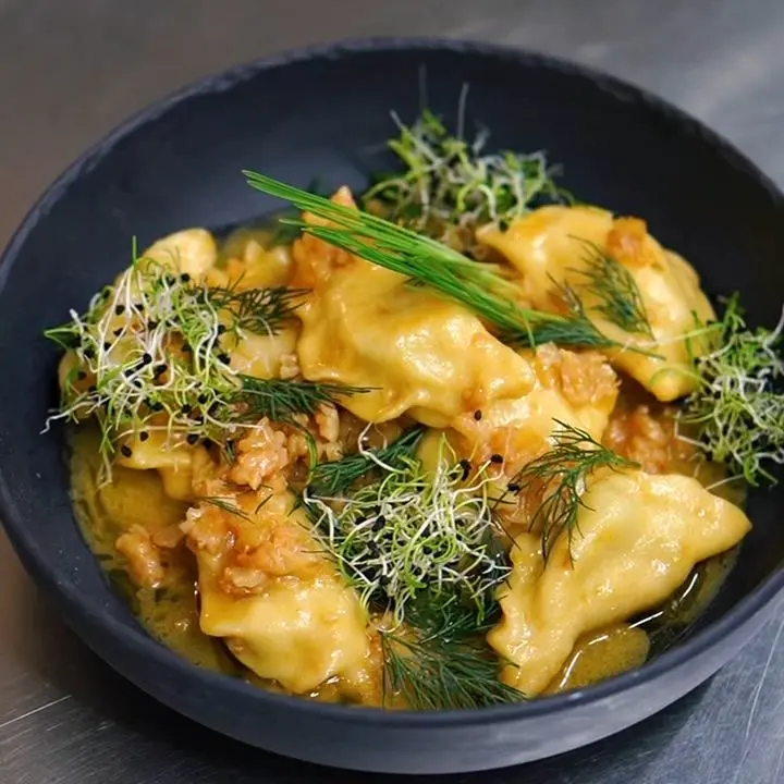 creation thumb for Varenyky with Black Sea mussels and wine sauce with shrimps