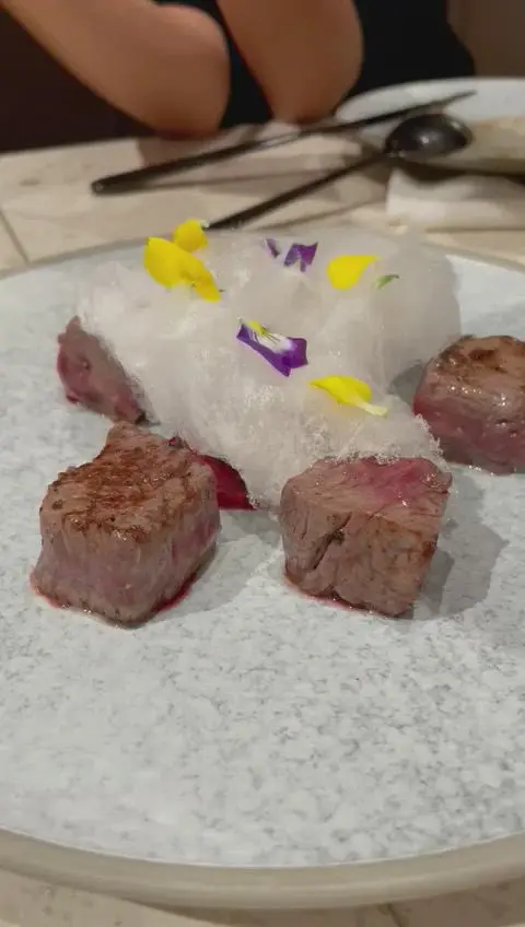 creation thumb for Wagyu tenderloin, lactofermented berries paste, cotton candy