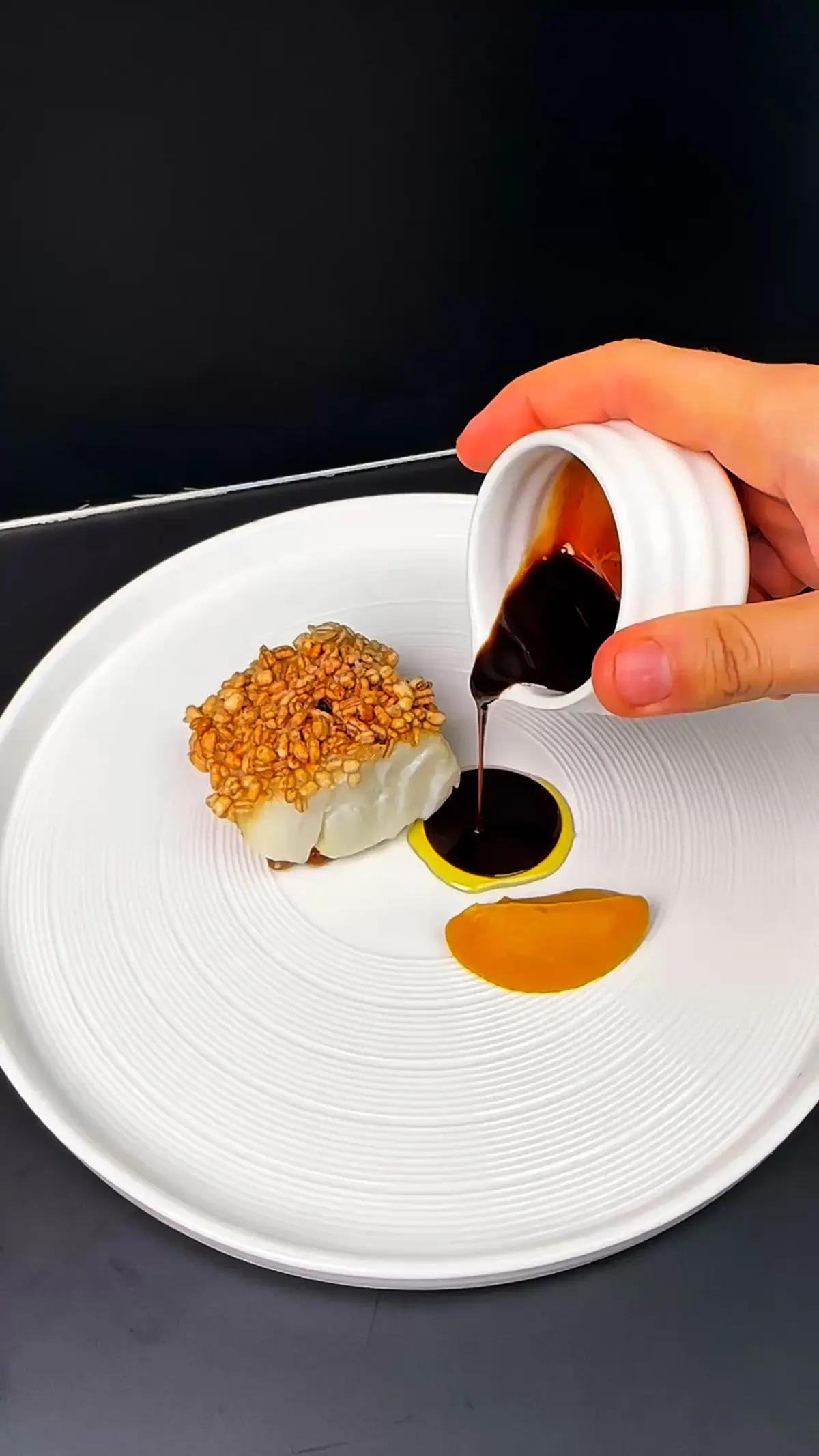 creation thumb for Cod Confit with Puffed Barley Crust