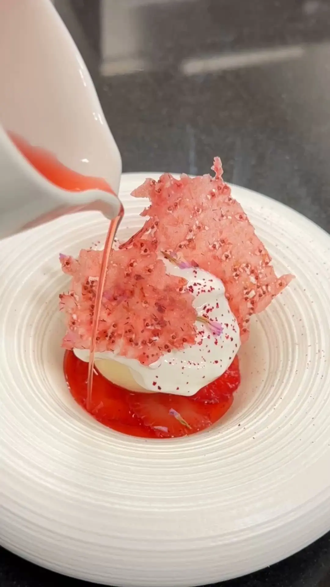 creation thumb for Sugar-free Poached Strawberries with Yogurt Sherbet