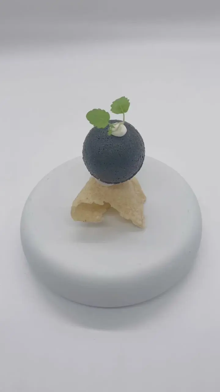 creation thumb for Sphere of aged charcoal cheese