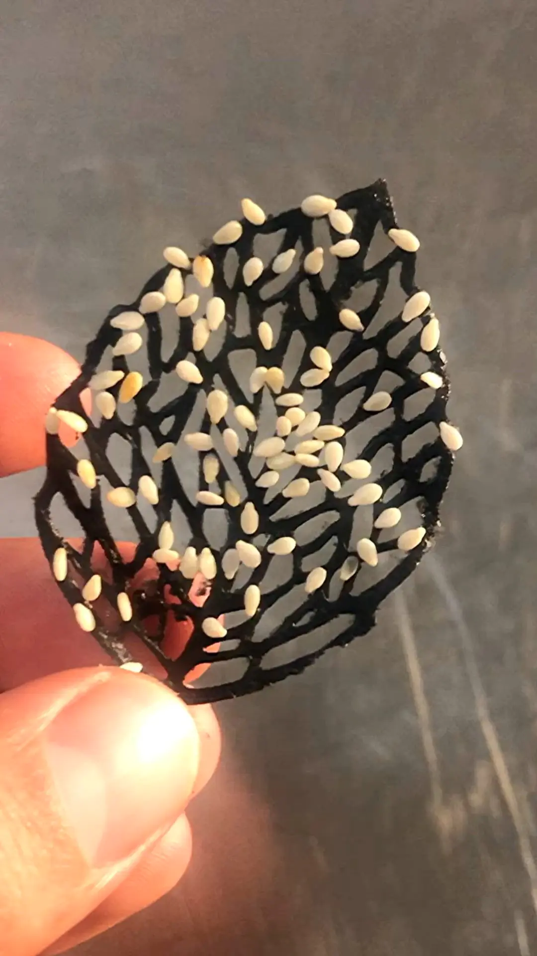 creation thumb for Leaf with cuttlefish ink and white sesame