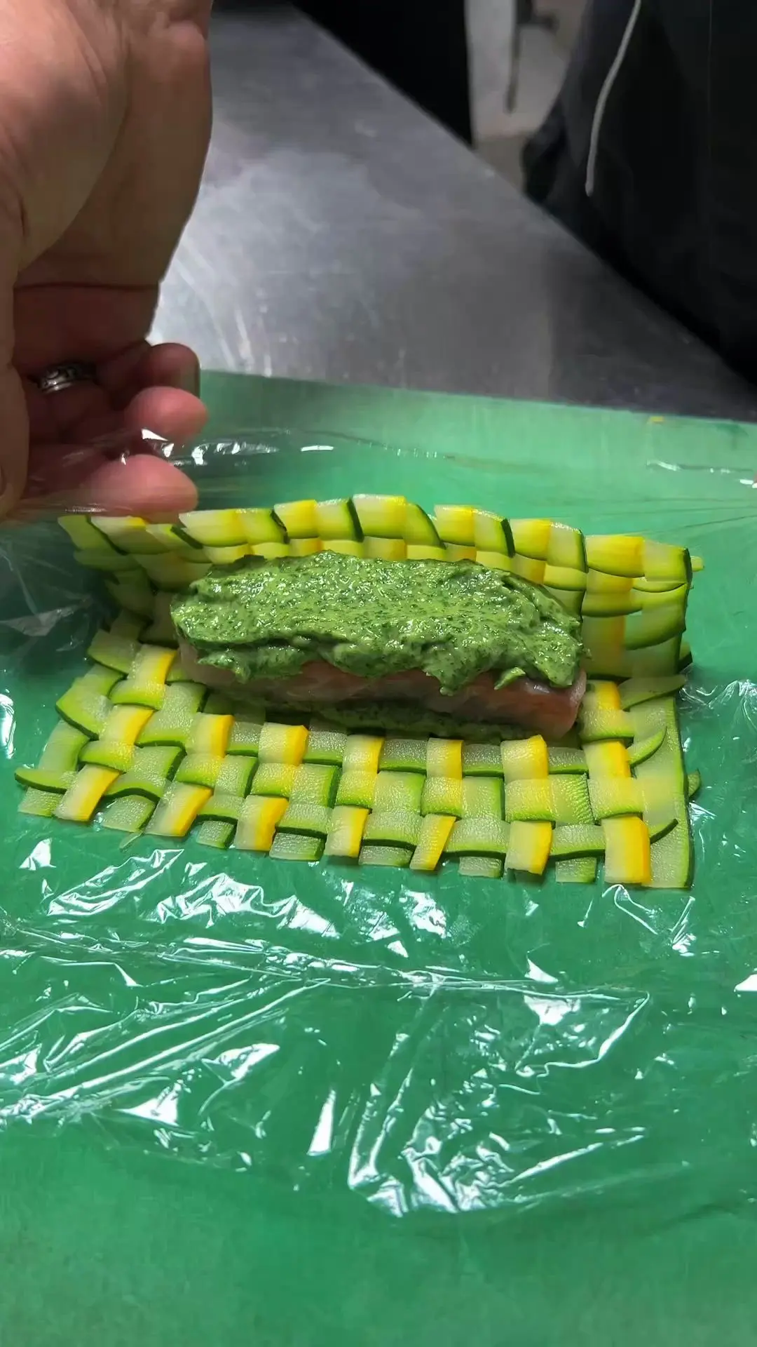 creation thumb for Sea bream fish wrapped with zucchini carpet 