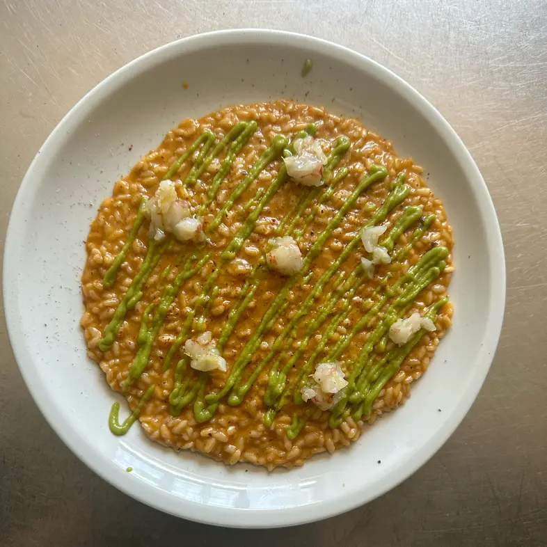 creation thumb for risotto bisque, crema di piselli tartare di gambero al lime