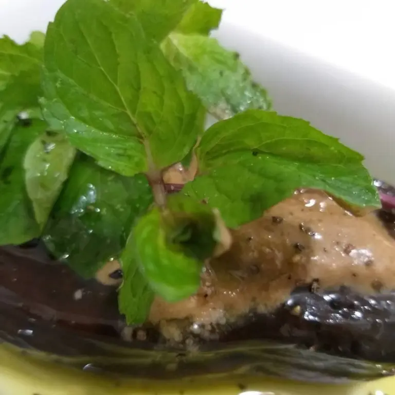 creation thumb for Baked eggplant with tahini and mint