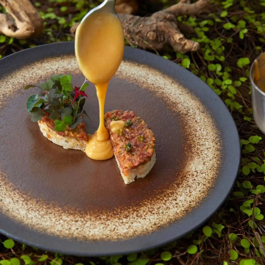 creation thumb for Water Buffalo Tartare | Champagne Hollandaise Sauce