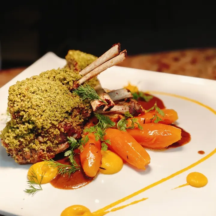 creation thumb for Herb crusted rack of lamb | carrots | jus | carrot puree