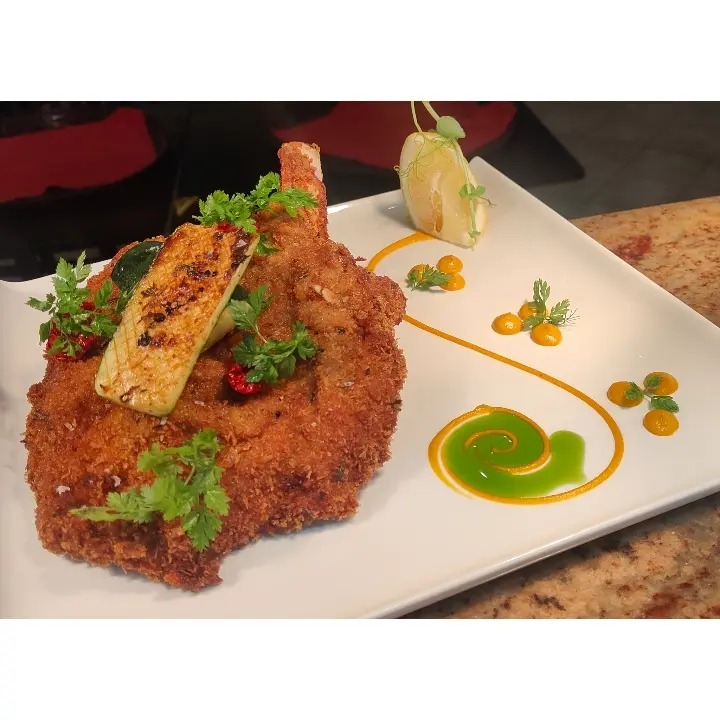 creation thumb for Veal alla Milanese, roasted zucchini, sun-dried tomato, new