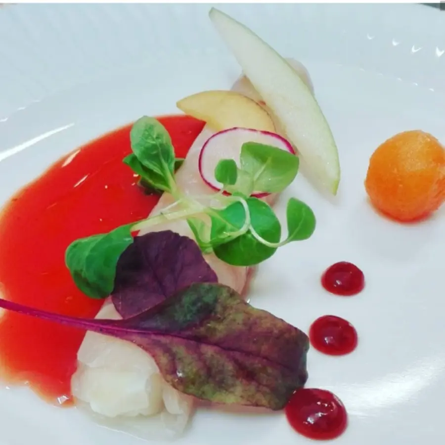 creation thumb for Dentex cannolo filled with ricotta, gazpacho.