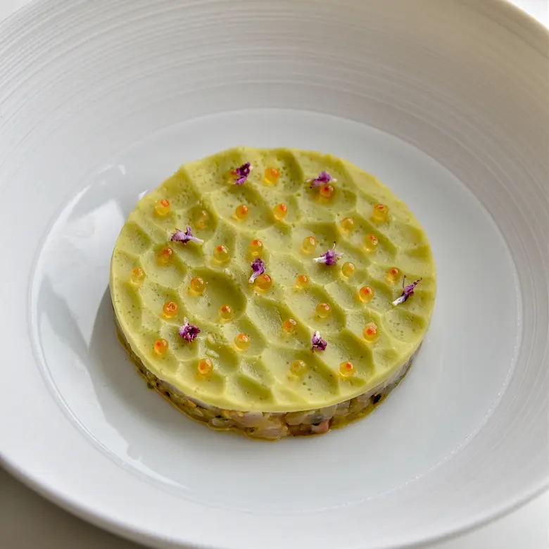 creation thumb for Kingfish tartare with green asparagus chawanmushi