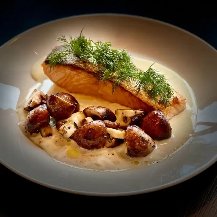creation thumb for Salmone funghi porcini e fonduta di gorgonzola