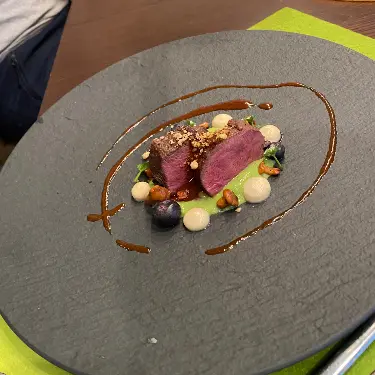creation thumb for Hirsch|Sellerie|Herb cream|Fermented blueberries
