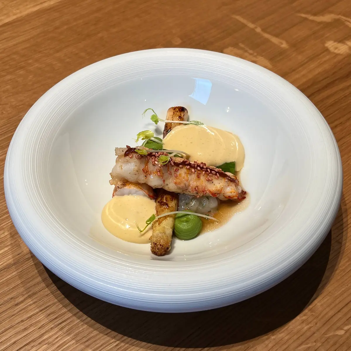 creation thumb for Langoustine / Asparagus / Pea / Ponzufoam
