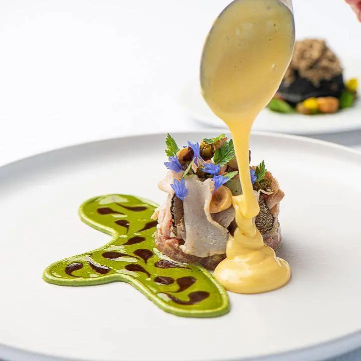 creation thumb for Veal Chiffonnade | Coltsfoot Leaves | Hazelnuts | Truffles