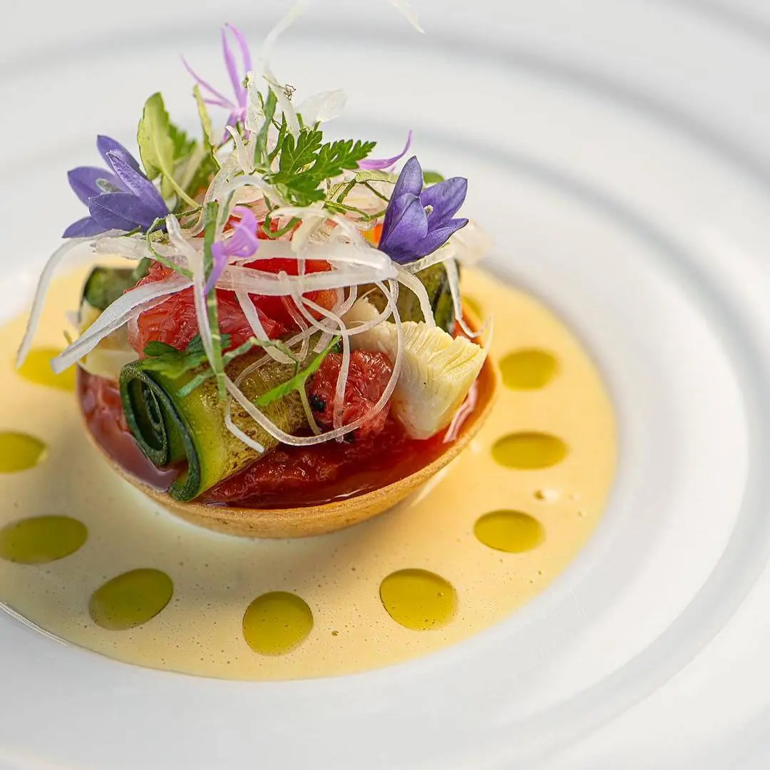 creation thumb for Summer Vegetable Tartlet | Agastache | Grapefruit | Celery