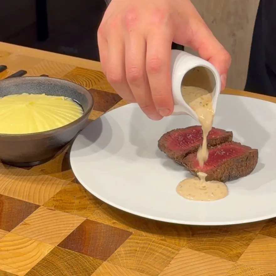 creation thumb for Sous-Vide Potato Purée, Pepper Sauce, & Filet Chateaubriand