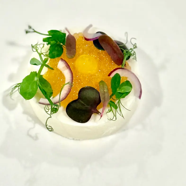 creation thumb for Panacota de crema agria/huevas de pescado blanco