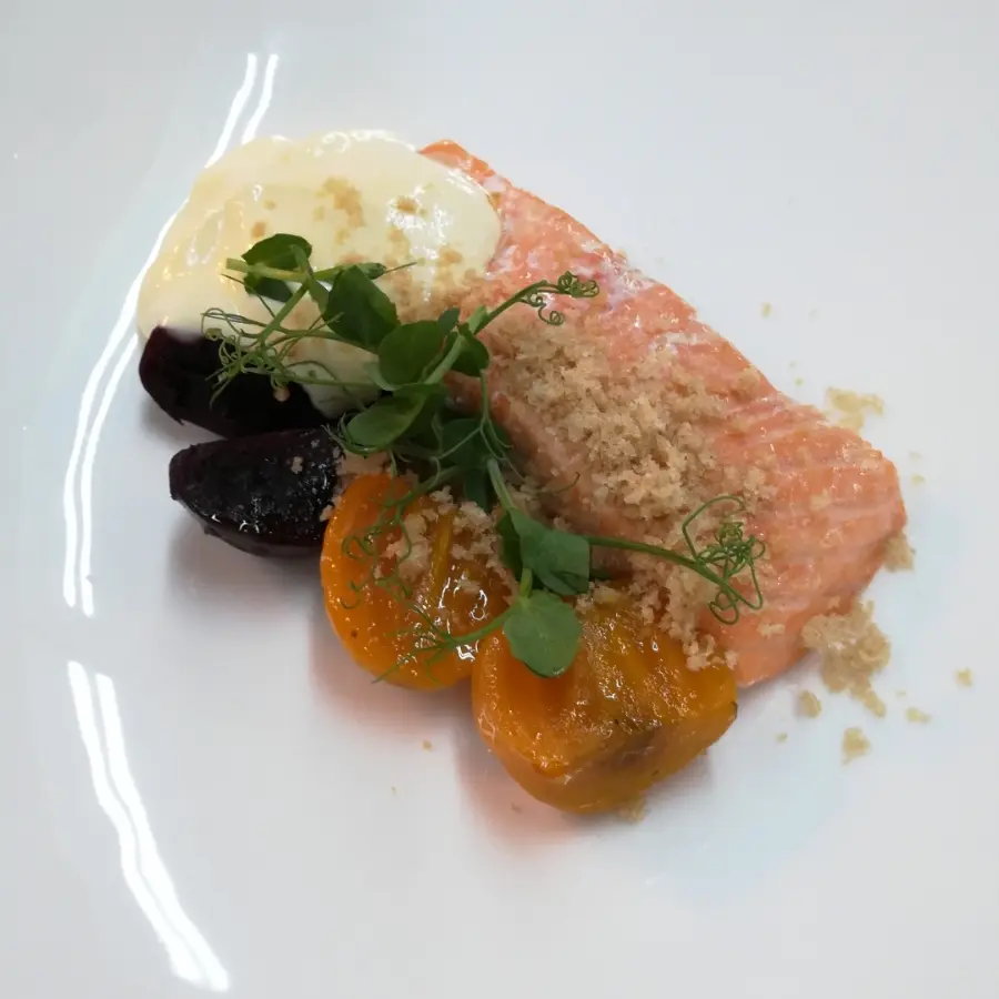 creation thumb for #salmon #beetroot #nut butter hollandaise #malt-earth