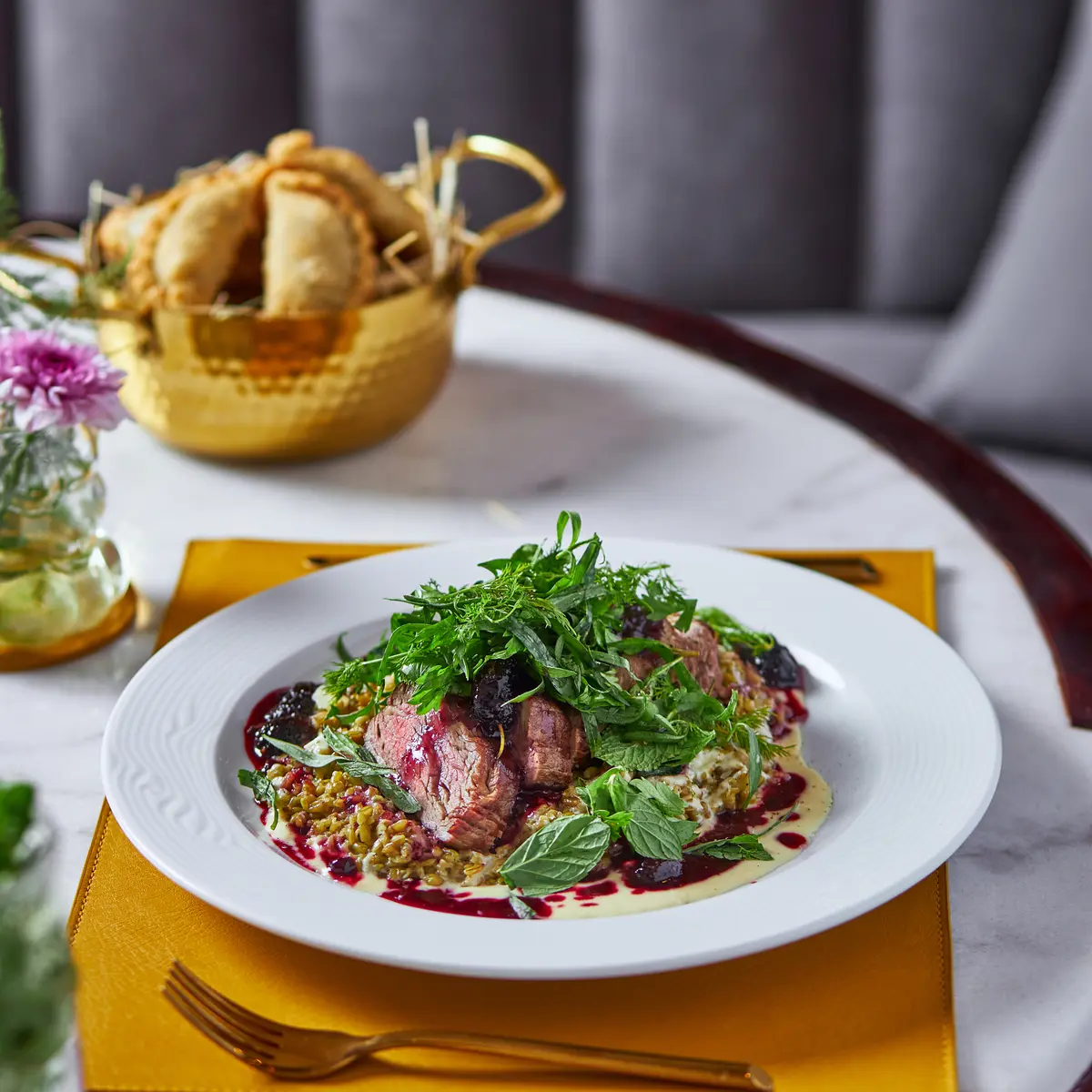 creation thumb for Steak with Levantine berries Syrian frikeh #jourirestaurant