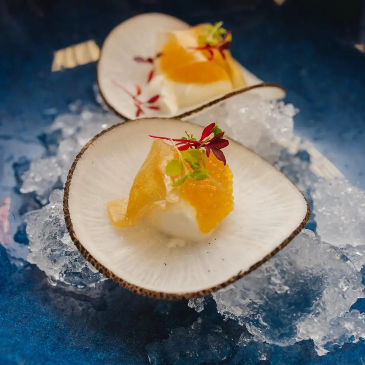 creation thumb for Pike caviar/Black radish/Smoked cheese/apple vual