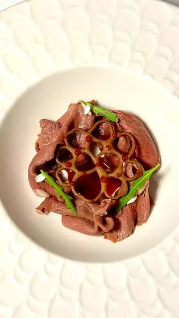 creation thumb for Beef Heart Carpaccio with Tomato Essence