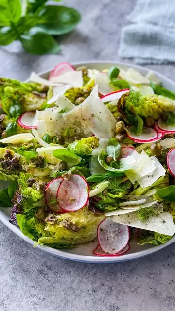 creation thumb for Baby Gem Wedge Salad with Capers, Anchovy & Lemon