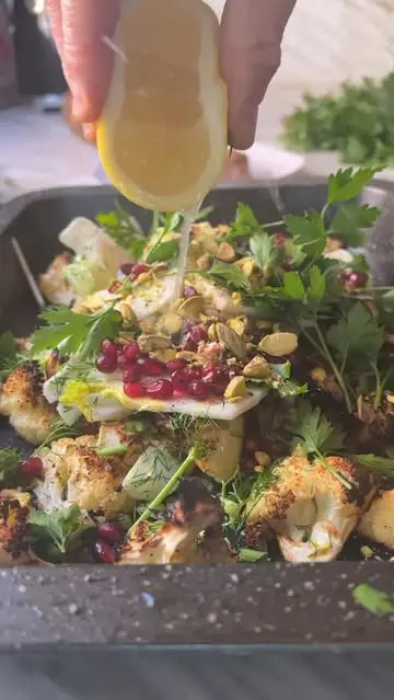 creation thumb for Seared Tuna, Roast Cauliflower, Shaved Fennel & Pomegranate Salad