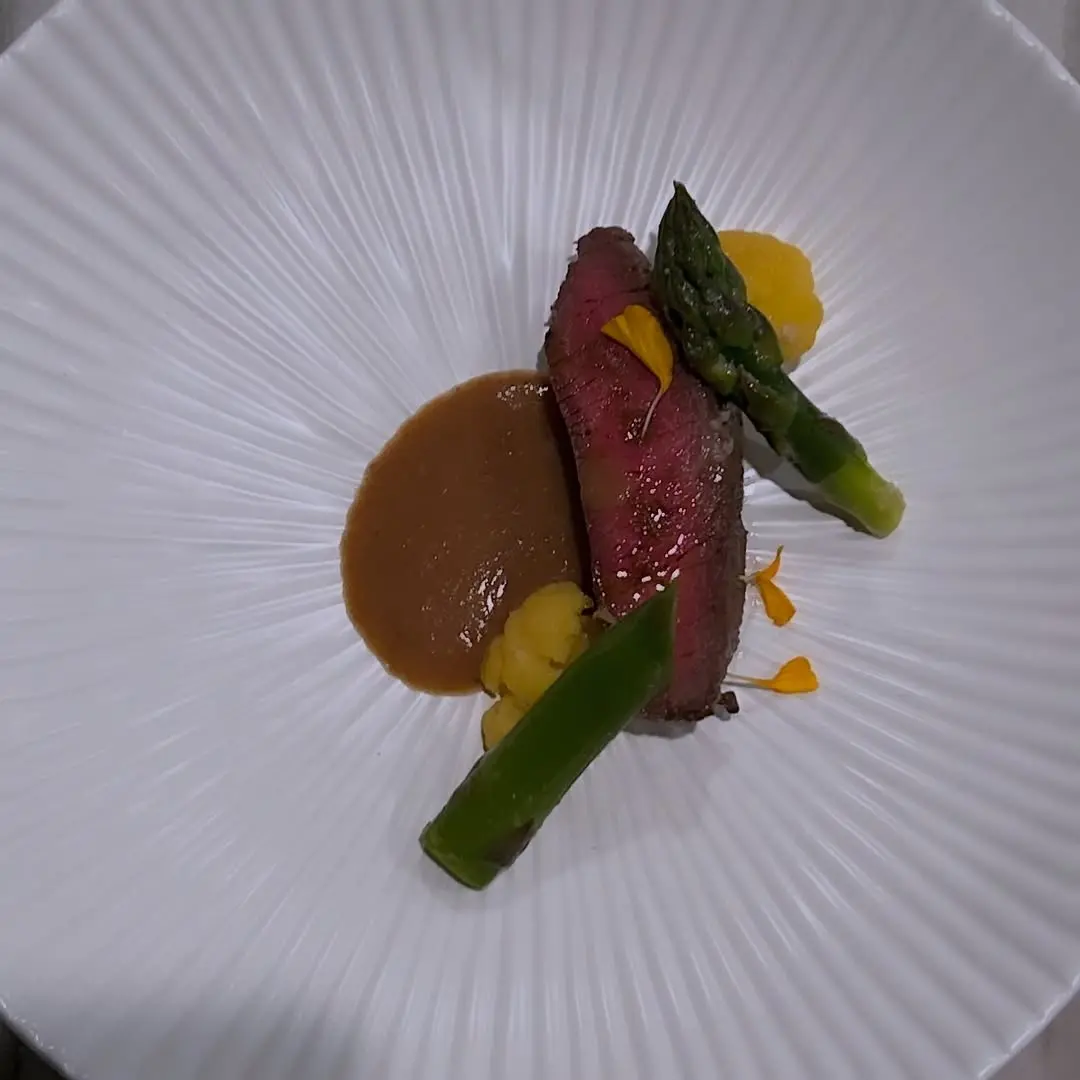 creation thumb for Jerk-Spiced Beef Fillet with tamarind jus, glazed asparagus