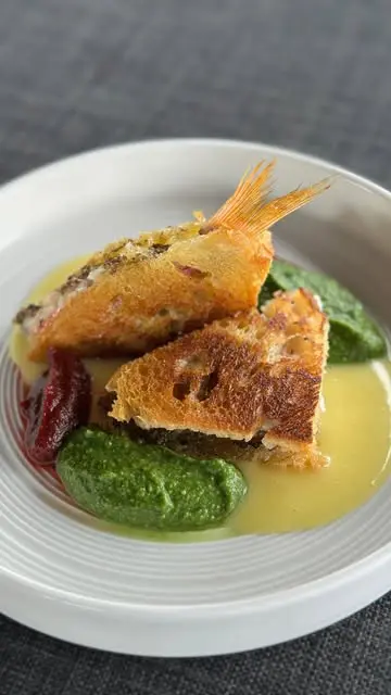 creation thumb for Red Mullet & Mushroom Sandwich with Three Creams