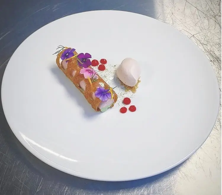 creation thumb for Mint-Yogurt Pannacotta with Strawberry-Lemon Meringue Mousse and Almond Tuille