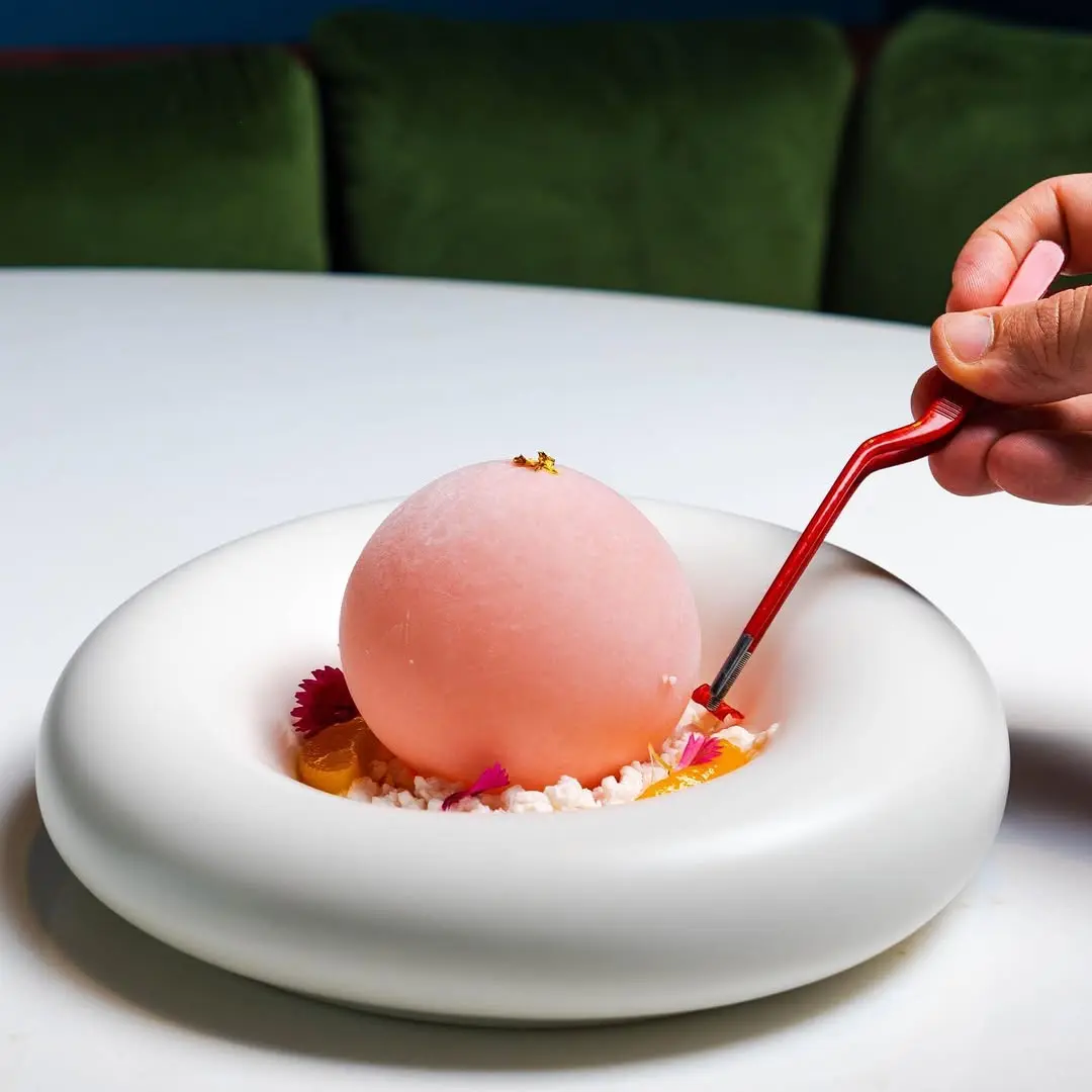 creation thumb for Peach Sphere Dessert Inspired by Bellini