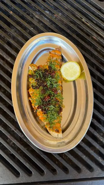 creation thumb for Grilled Bonito Belly, Kombu Dressing & Sobrasada May Recipe