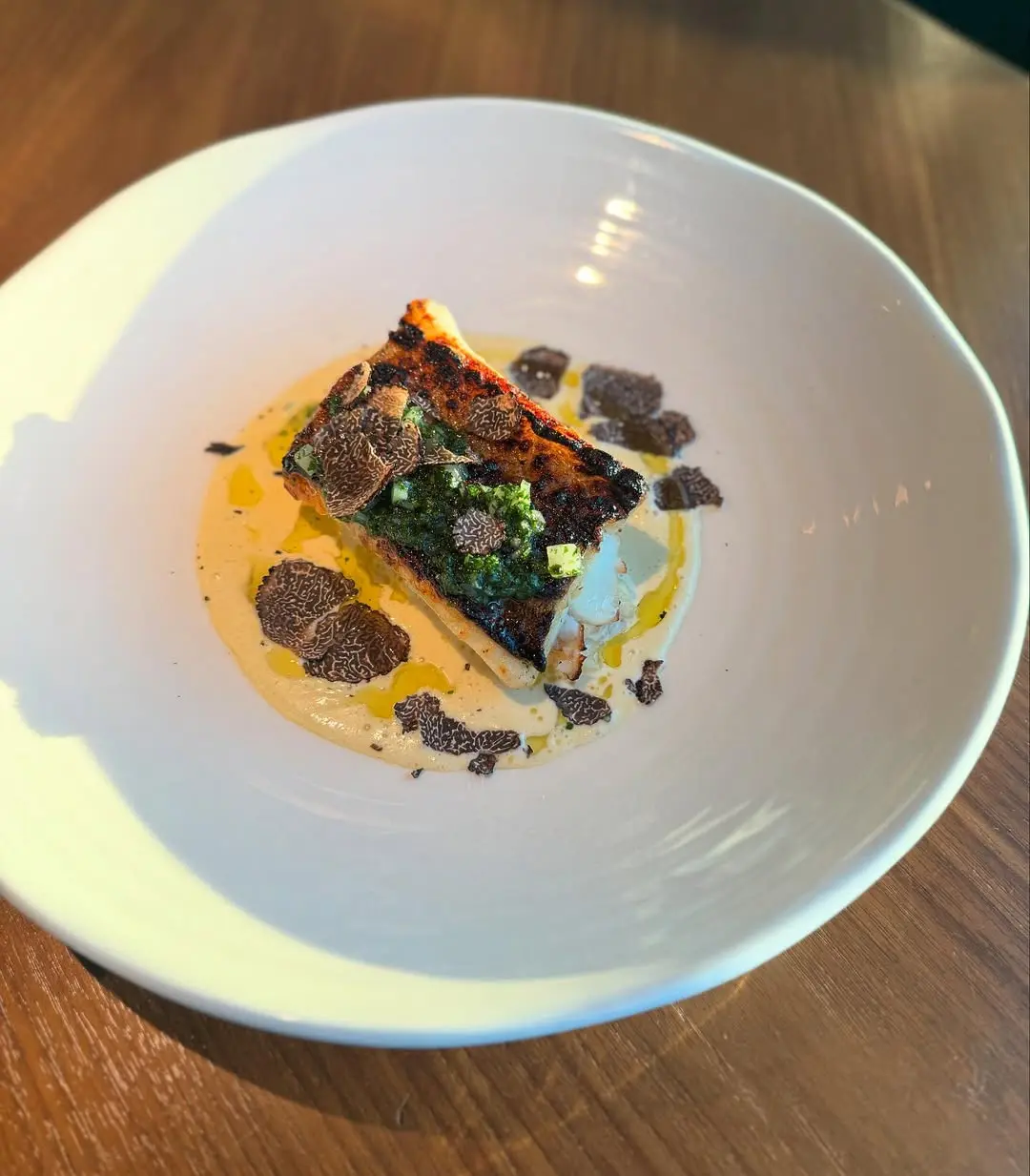 creation thumb for Hibachi Grilled Murray Cod with Jerusalem Artichoke, Pil Pil Sauce & Fresh Canberra Truffle