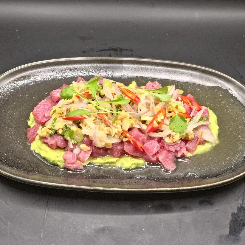 creation thumb for Tuna ceviche, avocado mousse, nuoc cham, micro cilantro.