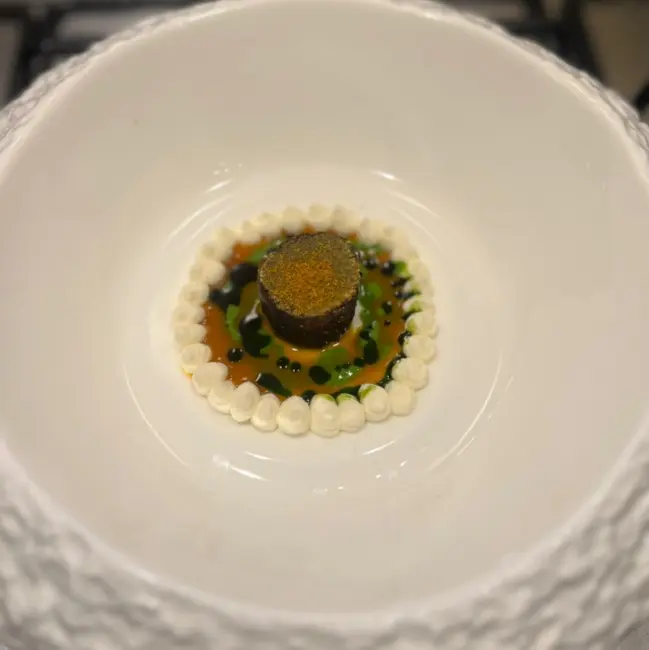 creation thumb for Broccoli Stem with Parmesan Cream, Curry Sauce, and Basil