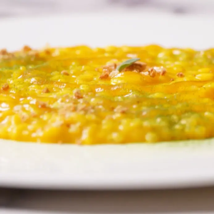 creation thumb for Delica Pumpkin Risotto w/ Disaronno Gel (Tortello di zucca)