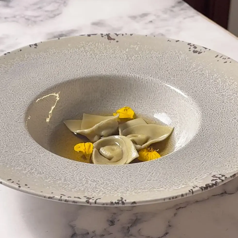 creation thumb for Chamomile-Sage Ravioli with Cold Herbal Broth