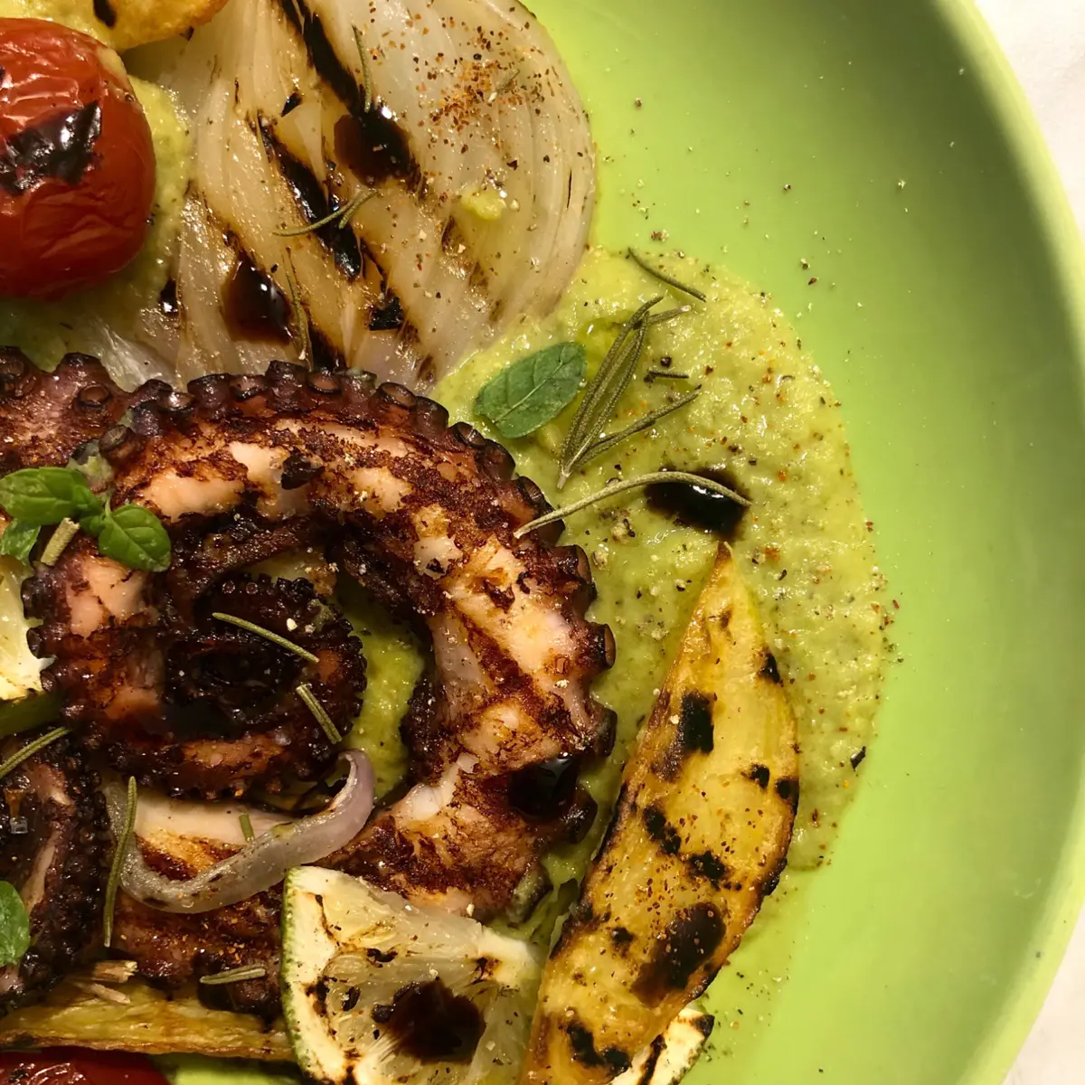 creation thumb for Grilled octopus and vegetables. Wild.